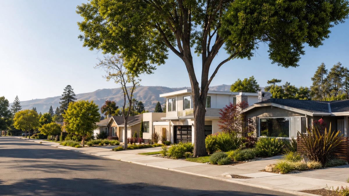 加州南湾绿树成荫的住宅街区